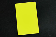 1350-2090 BPI, CONSUMABLE, BLANK PVC CARD, CR80, 30 MIL, FLUORESCENT YELLOW, VIDEO GRADE PVC, 500 PER BOX