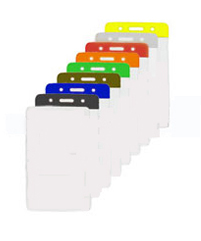 1820-1050 BRADY PEOPLE ID, VERTICAL COLOR-BAR BADGE HOLDER, CLEAR COLOR BAR, CREDIT CARD SIZE, CLEAR VINYL, COLOR BAR LOAD WITH SLOT & CHAIN HOLES, SMOOTH TEXTURE, 3 1/4" X 2 1/16", BAG OF 100, PIECED AND SOLD