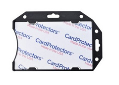 1840-5091 BPI, BADGE HOLDER, RIGID SHIELD, 1 CARD, OPEN FACE, SLOT AND CHAIN HOLES, VERT AND HORZ , BLACK, BAG OF 100