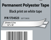 18482 "DYMO, CONSUMABLES, INDUSTRIAL PERMANENT POLYESTER LABELS, 3/8"(9MM)X18"(5M), BLACK ON WHITE, FOR USE IN RHINO LABEL PRINTERS, UL969, 1 CARTRIDGE PER CASE, PRICED PER CASE, 5 CASE MINIMUM"