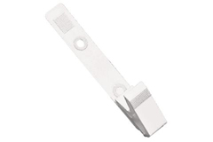 2115-2008 BPI, WHITE DELRIN PLASTIC STRAP CLIP WITH KNURLED THUMB-GRIP, MOQ 100 PER BAG, PRICE PER BAG