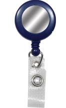 2120-4502 BRADY PEOPLE ID, BLUE WITH SILVER STICKER ROUND BADGE REEL WITH REINFORCED VINYL STRAP AND SPRING CLIP, CORD LENGTH 34", 1 1/4", BAG OF 25 PIECES