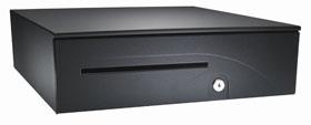 INT320-BL-C APG, SERIES 100, CASH DRAWER, POS INTEGRATOR, 16195, INCLUDES RISER AND PRINTER TRAY, BLACK, COIN ROLL STORAGE TILL