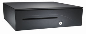 T498-BL1616 APG, SERIES 4000, CASH DRAWER, MULTIPRO 24V, BLACK, CUSTOM TO LIVE NATION, 16X16, FIXED 5 BILL 5 COIN