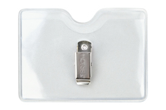 1809-1000 BRADY PEOPLE ID, BADGE HOLDER, HORIZONTAL BRADY CLOTHING FRIENDLY CLIP ON BACK, CLEAR FRONT AND ORANGE PEEL BACK. SOLD IN PACKS OF 100, PRICED PER PACK
