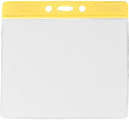 1820-1209 BRADY PEOPLE ID, YELLOW HORIZONTAL VINYL COLOR BADGE HOLDER, EXTRA LARGE SIZE, 3 3/8 X 4 1/4". SOLD IN PACKS OF 100