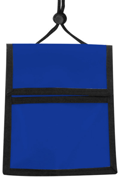 1860-3002 BADGE HOLDER, BLUE, ONA-01 - 17 (H) X 13.5 CM (W) WITH CLEAR POCKETS, BLUE TRIM, ADJUSTABLE NECK CORD, TWO OPEN POCKETS AND VELCRO CLOSE MAIN COMPARTMENT, PACK OF 25