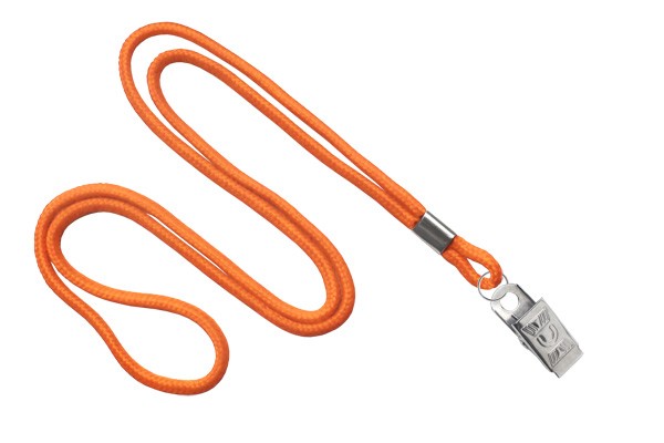 2135-3255 BRADY PEOPLE ID, LANYARD STANDARD, ORANGE, ROUND WOVEN NYLON LANYARD W/NICKEL PLATED STEEL BULLDOG, BAG OF 100 PIECES AND SOLD IN FULL BAGS ONLY