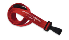 2136-3407 "BRADY PEOPLE ID, LANYARD STANDARD, RED, 5/8", ANITMICROBIAL MICROWEAVE, WITH BREAKAWAY AND HOOK, PACK OF 100"