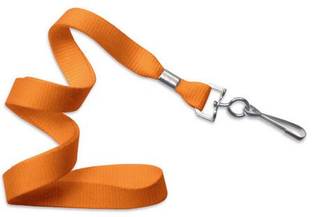 2136-3505 BRADY PEOPLE ID, LANYARD STANDARD, ORANGE, 5/8", FLAT WOVEN LANYARD W/NICKEL PLATED STEEL SWIVEL HOOK, PACK OF 100, PRICE PER PACK