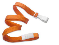 2137-4743 "BRADY PEOPLE ID, ORANGE 3/8", BREAKWAY LANYARD WITH WIDE PLASTIC HOOK, BAG OF 100"