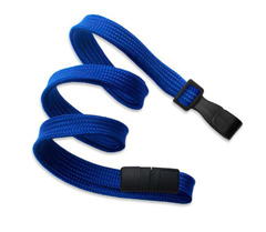 2137-4745 "BRADY PEOPLE ID, ROYAL BLUE FLAT BRAID BREAKAWAY WOVEN LANYARD WITH NARROW PLASTIC "NO TWIST" HOOK, 3/8" WIDTH, LENGTH 36", BAG OF 100, PIECED AND SOLD IN FULL BAGS ONLY"