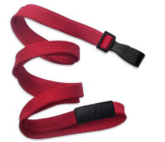 2137-4747 "BRADY PEOPLE ID, RED, 3/8", BREAKAWAY LANYARD WITH WIDE PLASTIC HOOK, BAG OF 100"