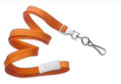 2137-5005 "BRADY PEOPLE ID, ORANGE, 3/8", BEAKAWAY LANYARD WITH NICKEL-PLATED STEEL HOOK, BAG OF 100"