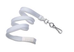 2137-5008 "BRADY PEOPLE ID, LANYARD, FLAT WOVEN WHITE, 3/8" BRAID, BREAKAWAY, WITH NICKEL PLATED SWIVEL HOOK, 100 PER BAG, PRICED BY BAG"