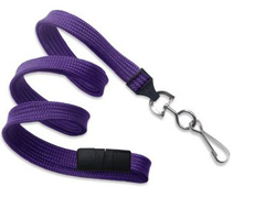 2137-5013 "BRADY PEOPLE ID, BREAKAWAY LANYARD WITH NICKEL-PLATED STEEL SWIVEL HOOK, 3/8", PURPLE, BAG OF 100"