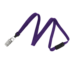 2137-6013 BRADY PEOPLE ID, LANYARD, STANDARD, PURPLE, 3/8", FLAT WOVEN BREAK AWAY, WITH NICKEL PLATED STEEL BULLDOG CLIP, MOQ 100 PRICED PER BAG OF 100