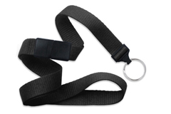 2138-3651 BRADY PEOPLE ID, LANYARD, STANDARD, BLACK, 5/8" FLAT WOVEN BREAKAWAY W NICKEL PLATED STEEL, SPLIT RING. SOLD IN BAGS OF 100, PRICE PER BAG