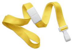 2138-4778 "BRADY PEOPLE ID, YELLOW 5/8" BREAKAWAY LANYARD WITH WIDE "NO-TWIST" PLASTIC HOOK, BAG OF 100"