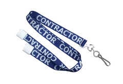 2138-5215 "BRADY PEOPLE ID, LANYARD, 5/8" BA W/1C DYE SUB "CONTRACTOR" SWIVEL HOOK, SOLD IN PACKS OF 100"