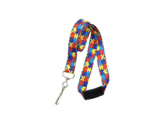 2138-5282 "BRADY PEOPLE ID, AUTISM PUZZLE LANYARD 3/4" RED/YELLOW/BL, BREAKWAY WITH NPS CRIMP AND SWIVEL HOOK, SOLD IN PACKS OF 100"