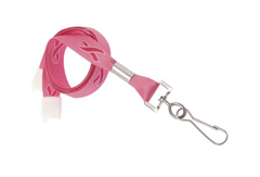 2138-5286 BRADY PEOPLE ID, LANYARD CUSTOM PRINTED, PINK RIBBON BREAST CANCER,ON PINK LANYARD, 5/8 IN (16 MM), FLAT, 3/3 DSUB, W/WHITE B/A, CRIMP AND NPS SWIVEL HOOK, SOLD IN PACKS OF 100