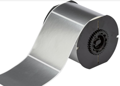 B33-161-435 BPI, NCNR, BRADY B33 METALLIZED GLOSSY POLY W .7MIL ADHESIVE LABELS, 4 X 4 IN W, 350 LABELS PER ROLL