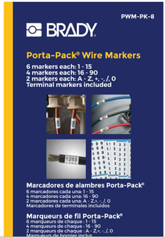 PWM-PK-8 BPI, NCNR, BRADY PORTA PACK WIRE MARKER BOOKS, BLACK ON WHITE STICKERS