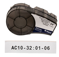 M21-750-414 "BRADY PEOPLE ID, BRADYGRIP PRINT-ON HOOK LABELS WITH RIBBON FEATURING VELVRO BRAND HOOK FOR M210-1, BMP21-PLUS PRINTERS, 0.75", 10 FEET"