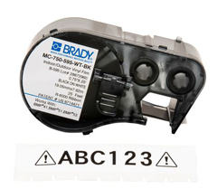 MC-750-595-WT-BK "BRADY PEOPLE ID, EOL, REFER TO M4C-750-595-WT-BK, ALL WEATHER PERMANENT ADHESIVE VINYL LABEL TAPE WITH RIBBON, BMP41 BMP51, 0.75", BLACK ON WHITE, 25 FEET"