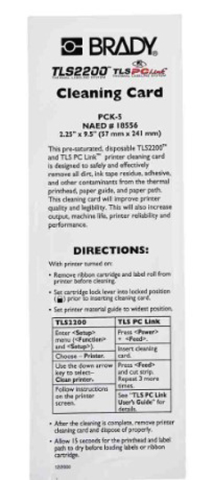 PCK-5 BRADY PEOPLE ID, CLEANING KIT FOR HANDHELD PRINTERS BMP61,M610,M611. CARDS AND SWABS