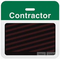 T5915A BRADY PEOPLE ID, SLOTTED EXPIRING BADGE BACK WITH PRINTED GREEN "CONTRACTOR" BAR, BOX OF 1000
