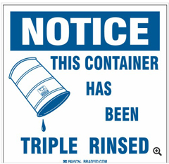 121436 BPI, NCNR, LABEL, 6X6, NOTICE THIS CONTAINER HAS BEEN TRIPLE RINSED