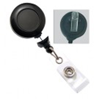 2120-7640 "BRADY PEOPLE ID, BADGE REEL, NO-TWIST, BLACK 1 1/4" (32MM), PLASTIC SWIVEL-BACK BADGE REEL W/CLEAR VINYL STRAP, 25 PACK"