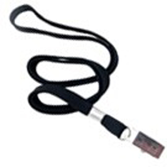 NF-9C-BLK "BRADY PEOPLE ID, BLACK 2/8" FLAT NON-BREAKAWAY LANYARD WITH CLIP, BAGS OF 100"