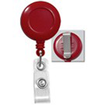 525-I-RED BRADY PEOPLE ID, ECONOMY BADGE REEL WITH VINYL STRAP AND SLIDE CLIP, BAG OF 25, PIECED AND SOLD IN FULL BAGS ONLY