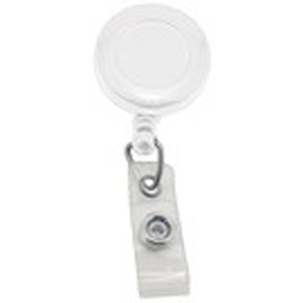 525-I-WHT BRADY PEOPLE ID, ROUND BADGE ID REEL, SOLID COLOR, STRAP AND SLIDE CLIP, PACK OF 25