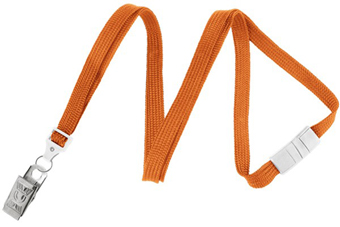 2137-6005 BRADY PEOPLE ID, LANYARD STANDARD, ORANGE, 3/8INCH FLAT WOVEN, BREAK-AWAY LANYARD W/NICKEL PLATED STEEL BULLDOG CLIP, QTY. 100