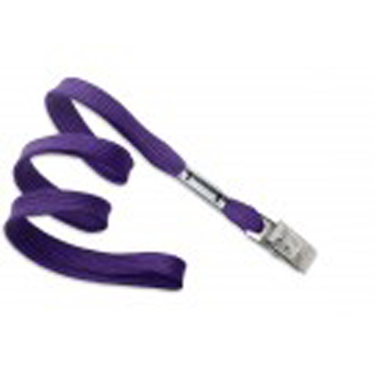 2135-3563 "BRADY PEOPLE ID, LANYARD STANDARD, PURPLE, 3/8", FLAT WOVEN  LANYARD W/NICKEL PLATED STEEL BULLDOG CLIP, BAG OF 100, PIECED AND SOLD IN FULL BAGS ONLY"