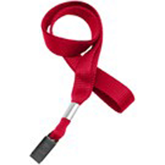 2136-3556 BRADY PEOPLE ID, LANYARD STANDARD, RED, 5/8 FLAT WOVEN LANYARD W/NICKEL PLATED STEEL BULLDOG CLIP, MOQ 1 PACK, 100 PER PACK