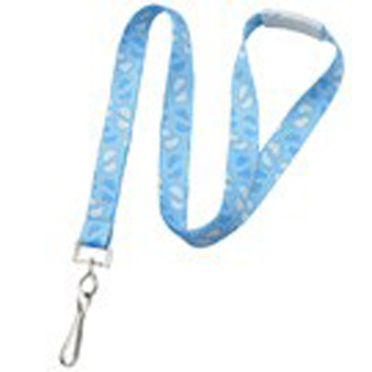 2138-5280 BRADY PEOPLE ID, LANYARD, 5/8" BLUE BABY FOOTPRINT, SEWN, NPS SWIVEL-HOOK AND WHITE BREAKAWAY PACKED AND SOLD IN UNITS OF 100