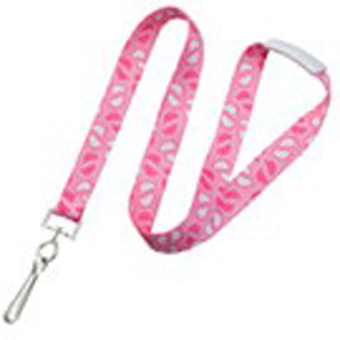 2138-5279 BRADY PEOPLE ID, LANYARD, 5/8" PINK BABY FOOTPRINT, SEWN, NPS SWIVEL-HOOK AND WHITE BREAKAWAY PACKED AND SOLD IN UNITS OF 100