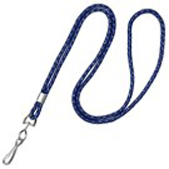 2135-3023 "BRADY PEOPLE ID, 1/8" ROUND NAVY BLUE SILVER METALLIC LANYARD WITH NICKEL-PLATED STEEL CRIMP AND SWIVEL-HOOK, MOQ 1 PACK, 100 PER PACK"