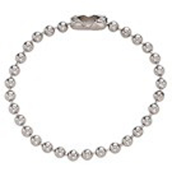 2450-1050 BRADY PEOPLE ID, NICKEL-PLATED STEEL BALL CHAIN, 5 INCH, NO. 4 BEAD SIZE, WITH CONNECTOR, PACK OF 1000