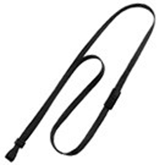 2137-4744 BRADY PEOPLE ID, STANDARD LANYARD, BLACK, FLAT BRAID, BREAKAWAY LANYARD, WIDE LPASTIC HOOK, PACK OF 100