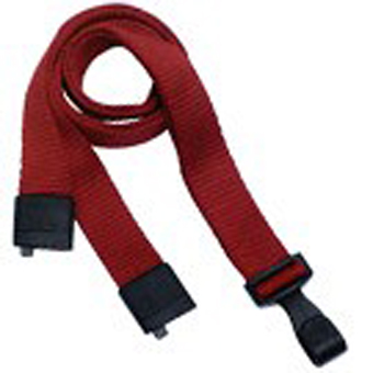 2137-2054 BRADY PEOPLE ID, STANDARD LANYARD, FBBAMBO, FLAT 5/8 INCH (16MM), RED, BLACK NO TWIST WIDE PLASTIC HOOK, BREAKAWAY, 36 INCH LENGTH, PACK OF 1000