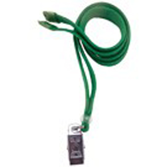 BL-34C-GRN BRADY PEOPLE ID, STANDARD LANYARD, 3/8 INCH FLAT GREEN WITH BREAKAWAY AND U-CLIP, PACK OF 100