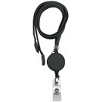 BL-545-BLK BRADY PEOPLE ID, 3/8" WIDE BREAKAWAY LANYARD WITH REEL AND STRAP END FITTING, BAG OF 100, PIECED AND SOLD IN FULL BAGS ONLY