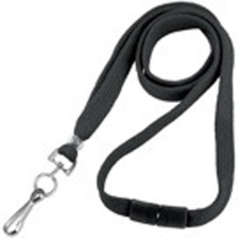 BL-34S-BLK BRADY PEOPLE ID, SOLD AND PACK OF 100, 3/8 INCH WIDE BRAKAWAY LANYARD WITH SWIVEL HOOK END FITTING