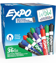1921061A DYMO, EXPO DRY ERASE CHISEL 36CT B-ASSORTED